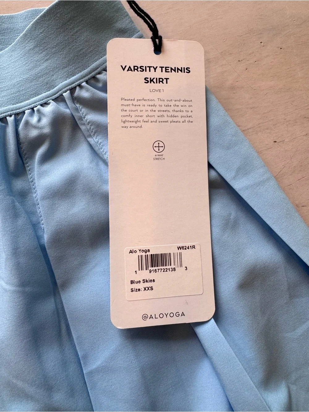 NWT Alo Yoga Varsity Tennis Skirt blue skies size xxs